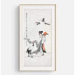 韩宗湘，六十年代人物画中堂《寒山二老》国画书法古玩字画装饰挂画