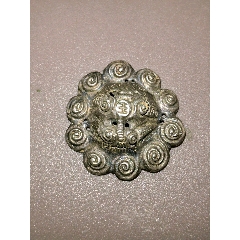 清代銀虎頭帽花
