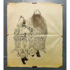 吴道子精品手绘老绢敬佛图，吴道子唐代著名画家书法家，世人尊称，画圣