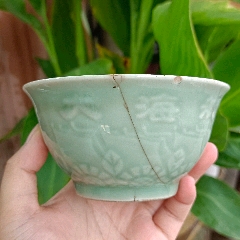 南宋龙泉窑青釉莲瓣纹茶盏瓷片标本_青瓷/秘色瓷_京南古陶瓷苑【7788