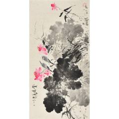 周易作☆水墨写意小品花鸟☆紫藤_花鸟国画原作_品墨斋【7788红宝书】