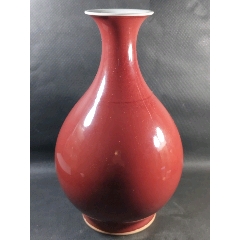 清 /赤珊瑚釉•紅釉花瓶［雍正年製］在銘/中国 古美術 中国骨董品：雍正年製の陶磁器の買取と鑑定・査定、オークション出品
