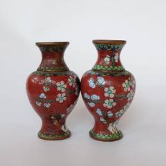 日本七宝烧｜安藤七宝店谨制｜铜胎珐琅｜花卉挂屏｜日式茶室装饰_其他