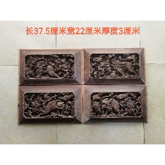 清代鎏金鳌鱼博古木雕花板装裱框挂件古玩古董收藏居家会所装修装饰空间