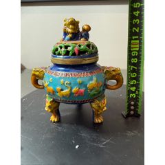 清代大明宣德六年工部尚书臣吴邦佐造款桥耳铜香炉_铜炉_古玩于的店