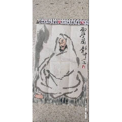 1116号卷轴国画写意人物钟馗迎福图福（蝠）在眼前54×114cm作者：黄慎_