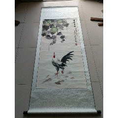 2539号卷轴国画写意瓜果西瓜消夏图画心54×41cm作者：许麟庐_花鸟国画