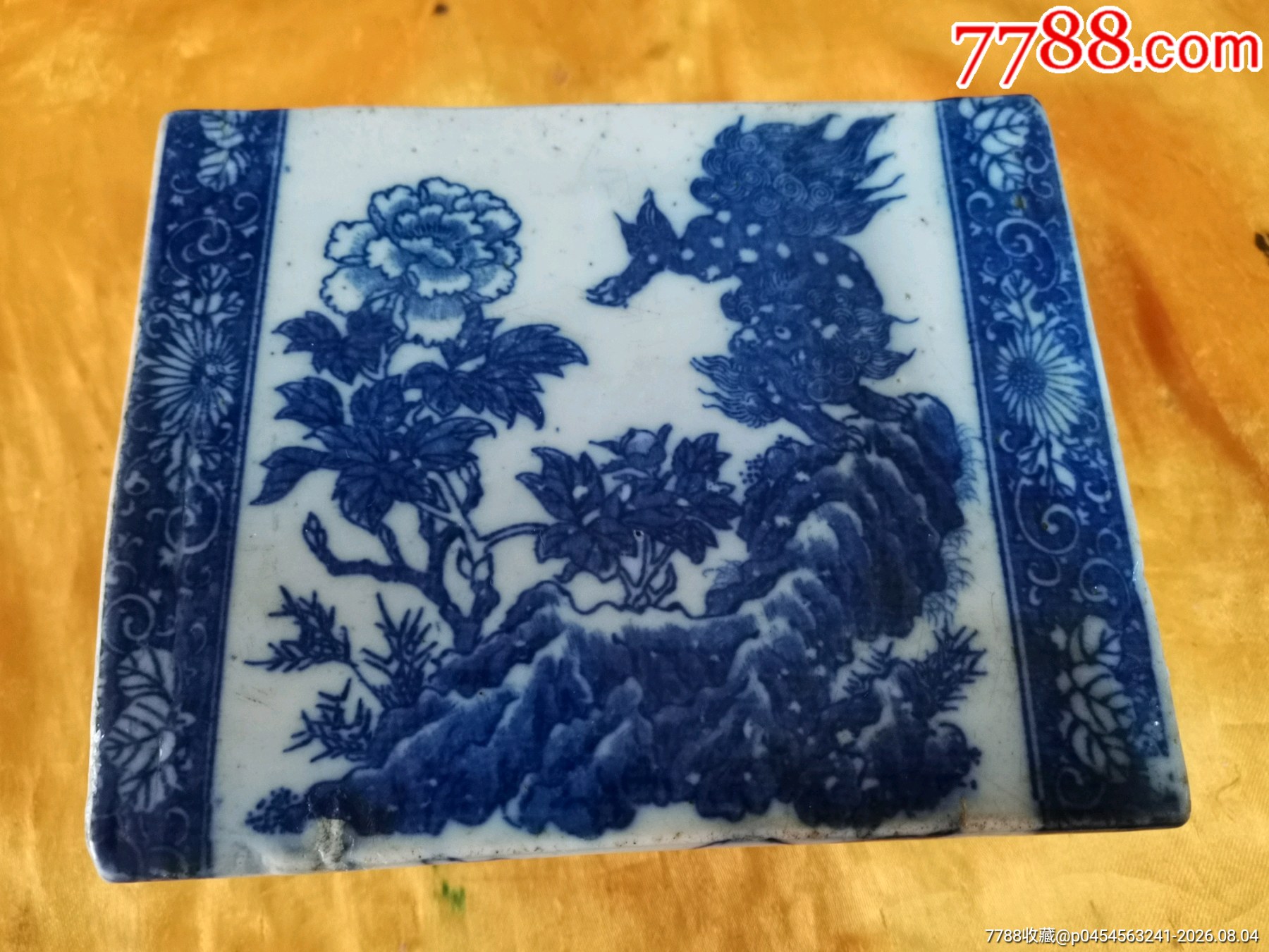 民国大号狮子瓷枕头-彩陶-7788国库券收藏