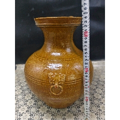 景德镇建国瓷厂黄釉堆白梅花天球瓶_黄釉瓷_怀旧时光古玩店【7788旧书网】