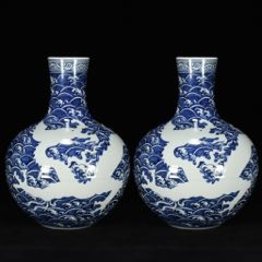 元釉里红留白花鸟纹玉壶春瓶1350??尺寸33/20cm-其他陶器-7788红宝书