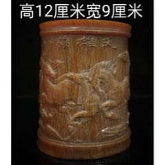 老黄花梨笔筒古董老家具明清老木器清代黄花梨海黄老笔筒文房雅器_笔筒