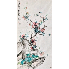 张大千（款），大幅泼墨中堂画《荷花图》国画书法古玩字画装饰挂画。纸