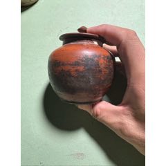 清代哥窑釉里红龙凤罐子_酱釉瓷/紫金釉_七彩鱼【7788旧书网】