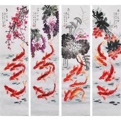 张大千（款），大幅泼墨中堂画《荷花图》国画书法古玩字画装饰挂画。纸