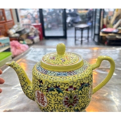 五十年代粉彩山水茶壶-茶壶-7788红宝书