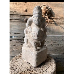 清代，青石，中堂迎门笑狮，雕工精细，掬态可人，保存很好_石狮/石雕塑