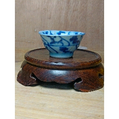 清中期青花囍字缠枝莲纹茶盖碗-青花瓷-7788红宝书