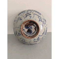 清.豆青釉【青花山水纹大赏盘】（底款成化年制）_青花瓷_路旁小店欢迎