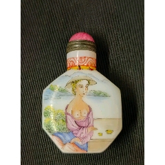 H17681手雕仿古琉璃套料粉彩料器鼻烟壶_旧鼻烟壶_胶东泉庄【7788红宝书】