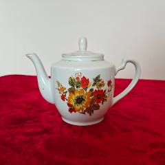 茶壶收藏】567年代中英文中国景德镇底款青花瓷玲珑瓷握把茶壶-茶壶
