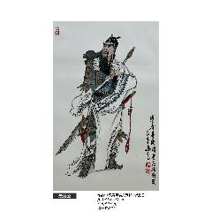 1116号卷轴国画写意人物钟馗迎福图福（蝠）在眼前54×114cm作者：黄慎_