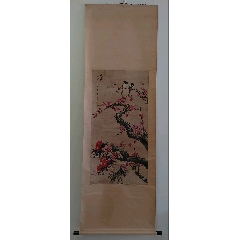 张大千（款），大幅泼墨中堂画《荷花图》国画书法古玩字画装饰挂画。纸