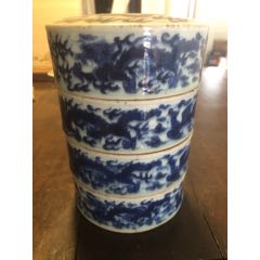 中国清時代 青花蓋物、茶碗 東Y8-0507①トヒコ 中国清時代 青花蓋物