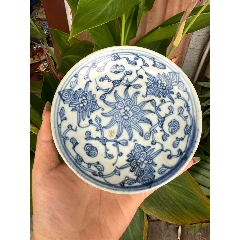 清代青花缠枝花敞口大碗_青花瓷_林邑崇古【7788红宝书】