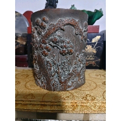 老黄花梨笔筒古董老家具明清老木器清代黄花梨海黄老笔筒文房雅器_笔筒