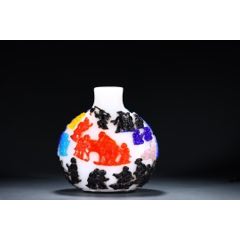 青花釉里红人物鼻烟壶，底款“康熙年制”_旧鼻烟壶_程饶金【7788旧书网】