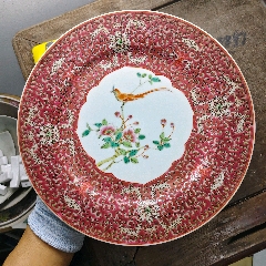 景德镇粉彩喜上眉梢盘_旧瓷器_怀旧时光古玩店【7788旧书网】