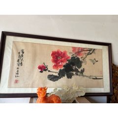 张大千（款），大幅泼墨中堂画《荷花图》国画书法古玩字画装饰挂画。纸