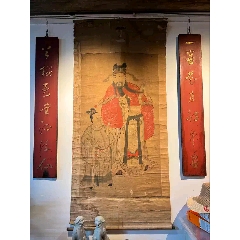 古玩字画收藏古董书画纯老纸纸本立轴老书画包邮_人物国画原作_花梨紫檀