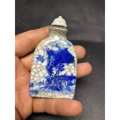 清代.成化款豆青釉青花山水人物葵口瓷盘-青花瓷-7788旧书网