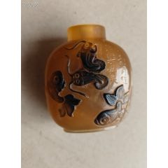 青花釉里红人物鼻烟壶，底款“康熙年制”_旧鼻烟壶_程饶金【7788旧书网】