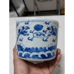 清中期青花山水人物长颈瓶_青花瓷_明清精品古玩店【7788旧书网】