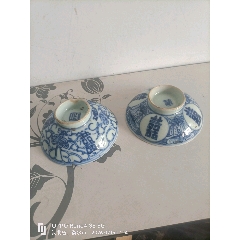 民国或解放初期矾红青花描金玲珑瓷大碗_青花瓷_老坛陈酿【7788旧书网】