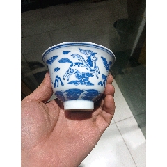 清代乾隆时期青花「山水楼阁」深腹花口盘_青花瓷_玩古怡情【7788旧书网】