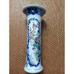 清中期哥釉青花山水人物笔筒_青花瓷_康桐强【7788旧书网】