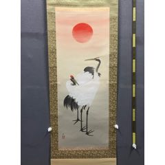 若舟，九十年代工笔画花鸟中堂《喜鹊登梅图》国画书法古玩字画装饰挂画
