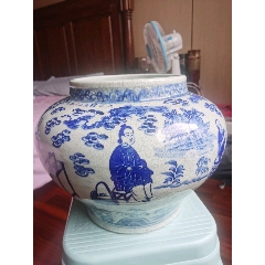 中国清代永和軒款豆青釉青花人物山水紋天球瓶、高さ31cm X径20cm口径7cm 清中豆青釉青花加白人物瓶_青花瓷_青花瓷迷【7788红宝书】