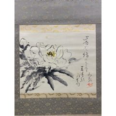 慧儿，七十年代工笔花鸟中堂《富贵万年图》国画书法古玩字画装饰挂画
