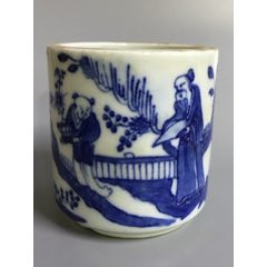 清代青花缠枝莲双喜纹兽耳瓶-青花瓷-7788旧书网