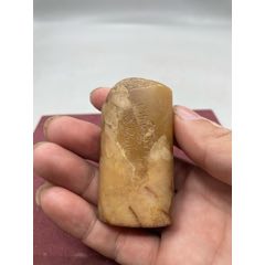 吴兆傑款寿山石瑞兽钮老印章，印文:昨夜西风凋碧树。独上高楼，望尽