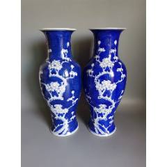 清中豆青釉青花加白五世同堂狮子瓶_青花瓷_配件图片_收藏价格_7788钟表收藏