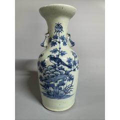 清代青花缠枝莲双喜纹兽耳瓶-青花瓷-7788旧书网