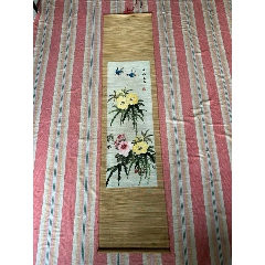全竹篦镶绸布仕女图的五扇挂屏一套_竹帘画/竹雕画_共盈老家具古玩