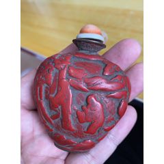 民国时期新疆和田白玉手工雕刻的……鼻烟壶（霸气油性润）_旧鼻烟壶_大