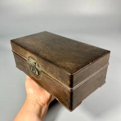 老黄花梨官箱古董明清家具清代满彻黄花梨瘿木官皮箱文房雅器摆件-木箱