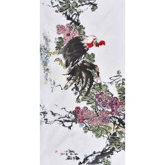 文瑛工笔旧裱绢本花鸟立轴_花鸟国画原作_苏恒堂【7788收藏】